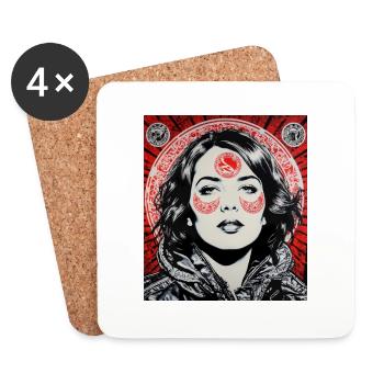 Portrait street art - Dessous de verre (lot de 4) - blanc - Devant