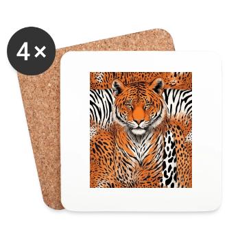 Tiger in an artistic style - Coasters (set of 4) - white - Front