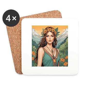 A woman among nature - Coasters (set of 4) - white - Front