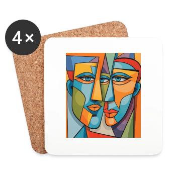 Portrait abstrait - Dessous de verre (lot de 4) - blanc - Devant