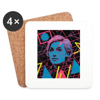 Abstract portrait with neon shapes - Coasters (set of 4) - white - Front