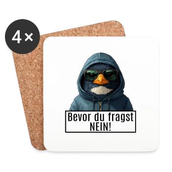 funny saying with penguin Becor you ask no - Coasters (set of 4) - white - Front