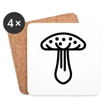 Champignon - Dessous de verre (lot de 4) - blanc - Devant