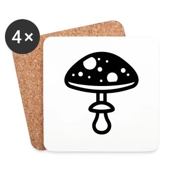 Champignon - Dessous de verre (lot de 4) - blanc - Devant