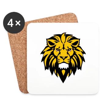 Lion - Logo - Jaune - Dessous de verre (lot de 4) - blanc - Devant