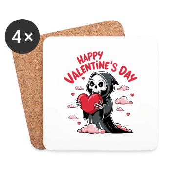 faucheuse amoureuse avec coeur - Dessous de verre (lot de 4) - blanc - Devant