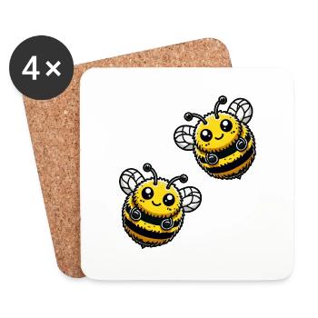 Bourdon Abeille 2 - Dessous de verre (lot de 4) - blanc - Devant