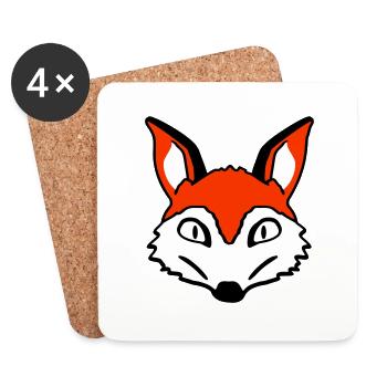 Renard Mauvais œil Dangereux Fou Animal sauvage - Dessous de verre (lot de 4) - blanc - Devant