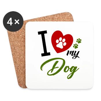 I love my dog 1 - Coasters (set of 4) - white - Front