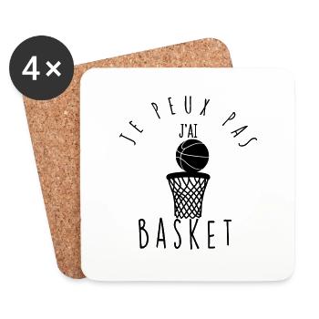 Je peux pas, j'ai basket. - Dessous de verre (lot de 4) - blanc - Devant