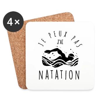 Je peux pas, j'ai natation. - Dessous de verre (lot de 4) - blanc - Devant