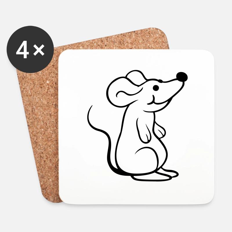 Maus Mäuschen Süße Kleine Ratte Nager Freundlich - Untersetzer (4er-Set) - Weiß