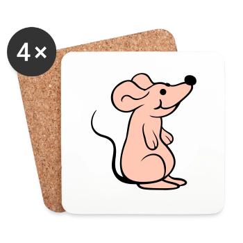 Maus Mäuschen Süße Kleine Ratte Nager Freundlich - Untersetzer (4er-Set) - Weiß - Vorne