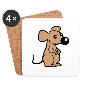 Maus Große Nase Mäuschen Kleine Ratte Nager Süß - Untersetzer (4er-Set) - Weiß - Vorne