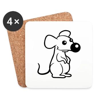 Maus Große Nase Mäuschen Kleine Ratte Nager Süß - Untersetzer (4er-Set) - Weiß - Vorne