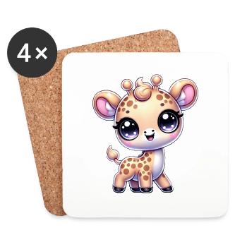 Super Cute Kawaii Baby Giraffe - Untersetzer (4er-Set) - Weiß - Vorne