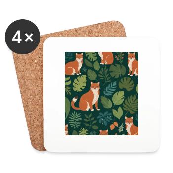 Un renard parmi les feuilles - Dessous de verre (lot de 4) - blanc - Devant