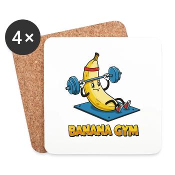 Fitness and bananas for banana gym - Coasters (set of 4) - white - Front