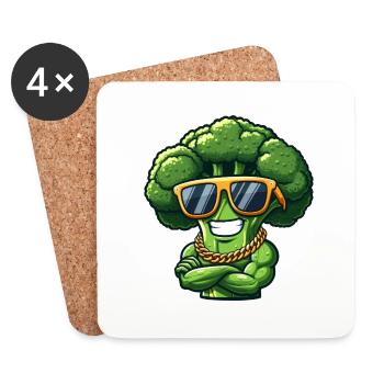 Cool Broccoli Sunglasses Gangster Vegetables - Coasters (set of 4) - white - Front