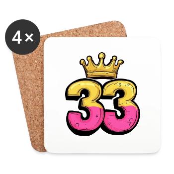 33 Zahl Krone - Untersetzer (4er-Set) - Weiß - Vorne