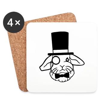 Mr. Bunny Gentleman Top Hat Monocle Glasses - Coasters (set of 4) - white - Front