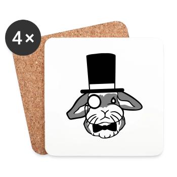Mr. Bunny Gentleman Top Hat Monocle Glasses - Coasters (set of 4) - white - Front