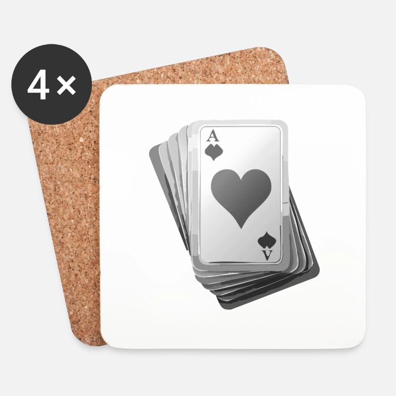 Cards black/white - Untersetzer (4er-Set) - Weiß