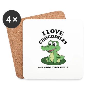 Cute Crocodile T-Shirt - Animal Lover Shirt - Coasters (set of 4) - white - Front