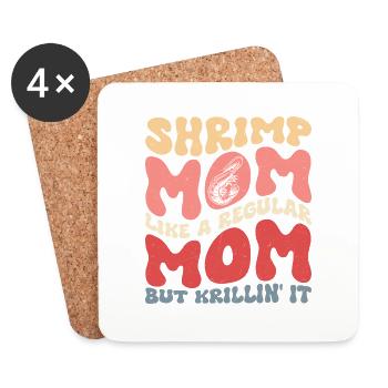 Crevettes Maman Krillin' It Crustacés Amoureux des fruits de mer - Dessous de verre (lot de 4) - blanc - Devant