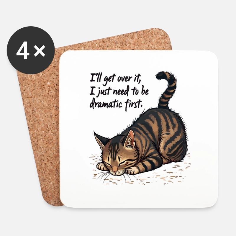 Dramatische Katze - Untersetzer (4er-Set) - Weiß