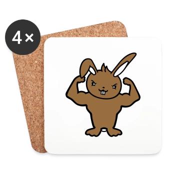 Bunny Bodybuilder Gym Muscles Strong Fitness Biceps - Coasters (set of 4) - white - Front