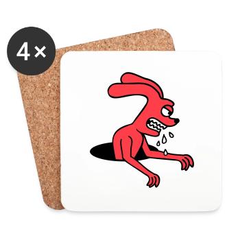 Hase Loch Monster Böse gefräßig Halloween Sabber - Untersetzer (4er-Set) - Weiß - Vorne