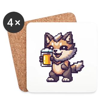 Bière Wolf Pixel - Dessous de verre (lot de 4) - blanc - Devant