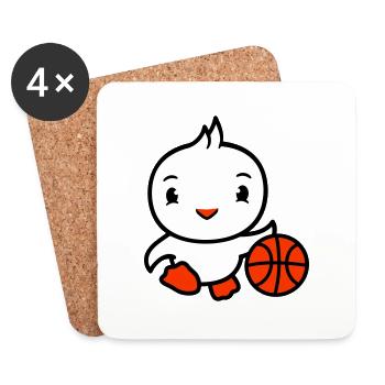 Bird Basketball Play Fun Ball Sports Dribbling - Coasters (set of 4) - white - Front