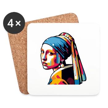 Girl with a Pearl Earring modern - Coasters (set of 4) - white - Front