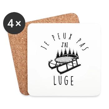 Je peux pas, j'ai Luge - Dessous de verre (lot de 4) - blanc - Devant