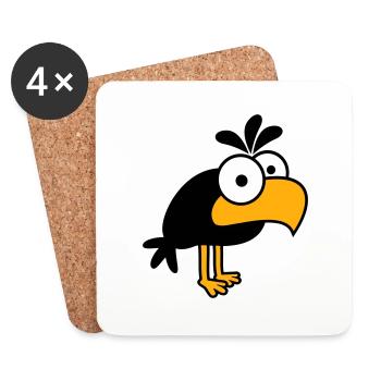 corbeau bande dessinée oiseau se tient debout peeps humour de dessin animé drôle - Dessous de verre (lot de 4) - blanc - Devant