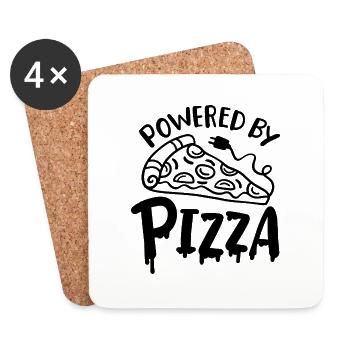 Powered by pizza - Coasters (set of 4) - white - Front