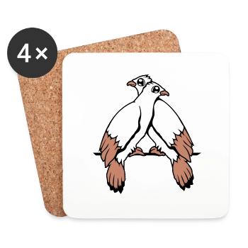 2 Doves Birds Two Friends Sat Cable Pair - Coasters (set of 4) - white - Front