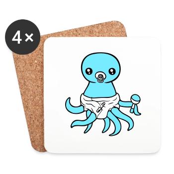 Octopus Baby Rattle Diaper Pacifier Child Born - Coasters (set of 4) - white - Front