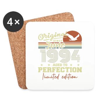 Né en Juin 1994, Juin 1994, Né juin 1994 June 1994 - Dessous de verre (lot de 4) - blanc - Devant