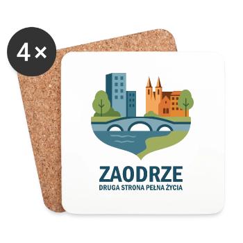 Zaodrze – die andere Seite voller Leben – Opole - Untersetzer (4er-Set) - Weiß - Vorne