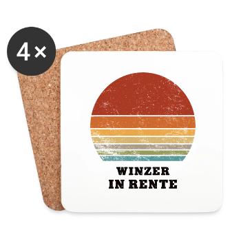 Rente Winzer Rentner Pension Ruhestand Weinbauer - Untersetzer (4er-Set) - Weiß - Vorne