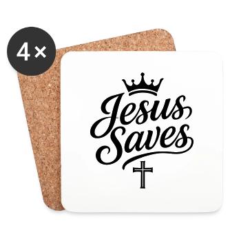 Jésus sauve l’amour - Dessous de verre (lot de 4) - blanc - Devant