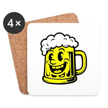 Bier Lustig Comic - Untersetzer (4er-Set) - Weiß - Vorne