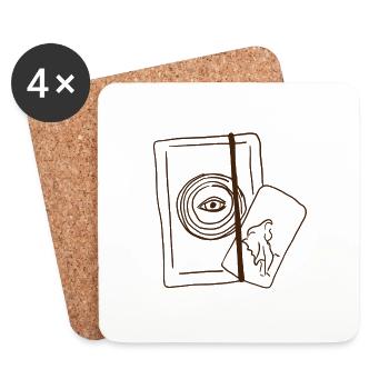 Journal et carte de tarot - Dessous de verre (lot de 4) - blanc - Devant