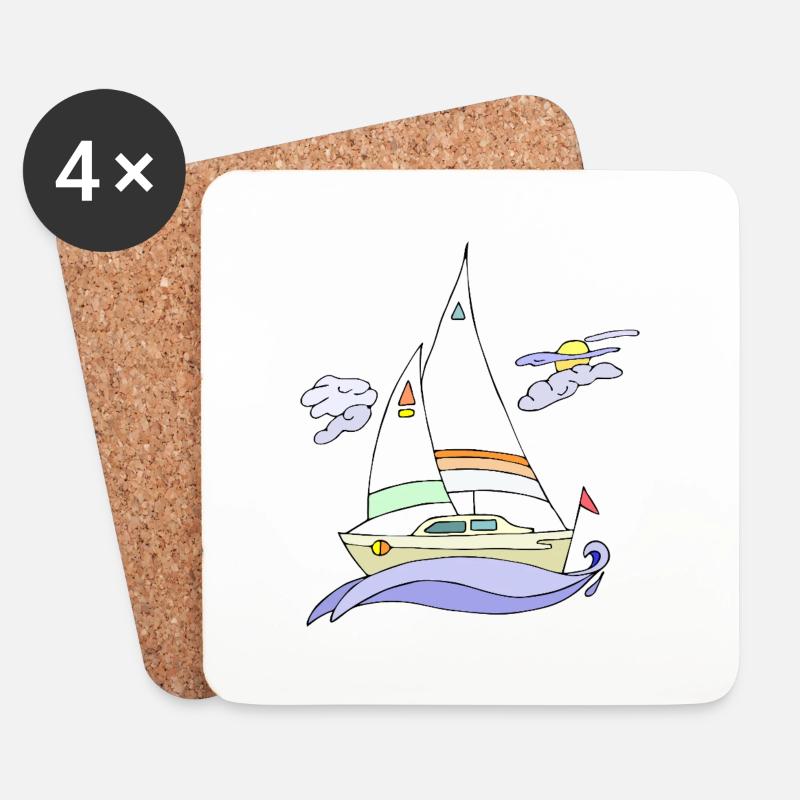 Segelboot - Untersetzer (4er-Set) - Weiß