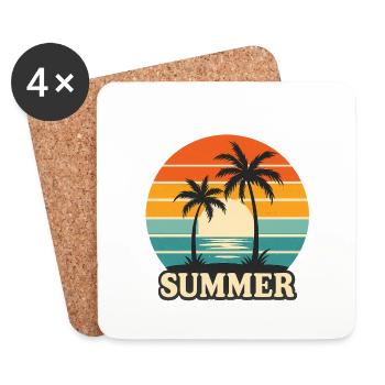 Tropic Vibes – Retro Summer Sunset - Coasters (set of 4) - white - Front