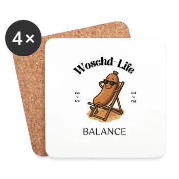 Woschd Life Balance - Untersetzer (4er-Set) - Weiß - Vorne