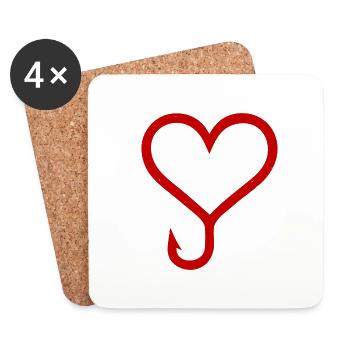 Coeur d’hameçon | Cœur de pêcheur - Dessous de verre (lot de 4) - blanc - Devant